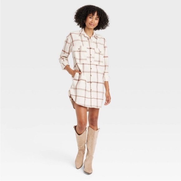 Universal Thread women’s long sleeve button down shirt dress size XSmall - Picture 1 of 9